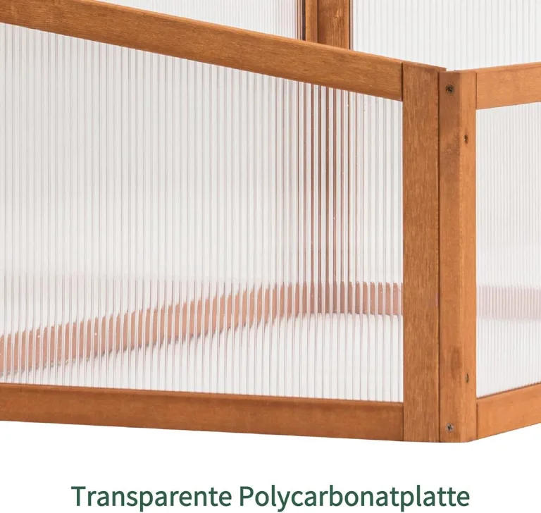 MCombo Frühbeet Gewächshaus Treibhaus Frühbeetkasten Aufsatz Pflanzenbeet mit Abdeckung für Jungpflanzen 0698, aus Holz und Polycarbonat – Bild 8