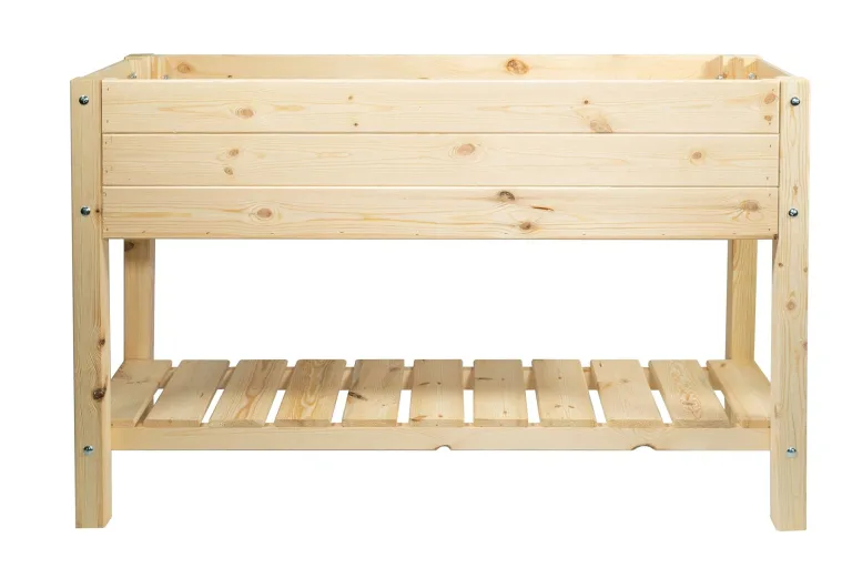 mgc24 Hochbeet Massiv L - Kiefernholz Natur rechteckig für Garten/Terrasse/Balkon - 118 x 40 x 78 cm – Bild 1
