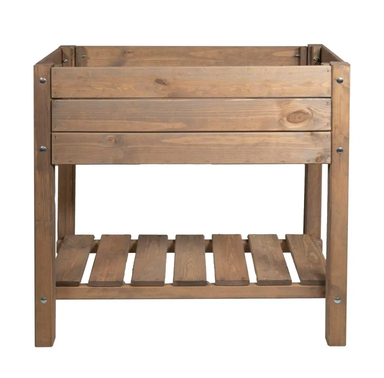 mgc24 Hochbeet Massiv XXL - Kiefernholz Natur quadratisch für Garten/Terrasse/Balkon - 119 x 79 x 78 cm – Bild 8