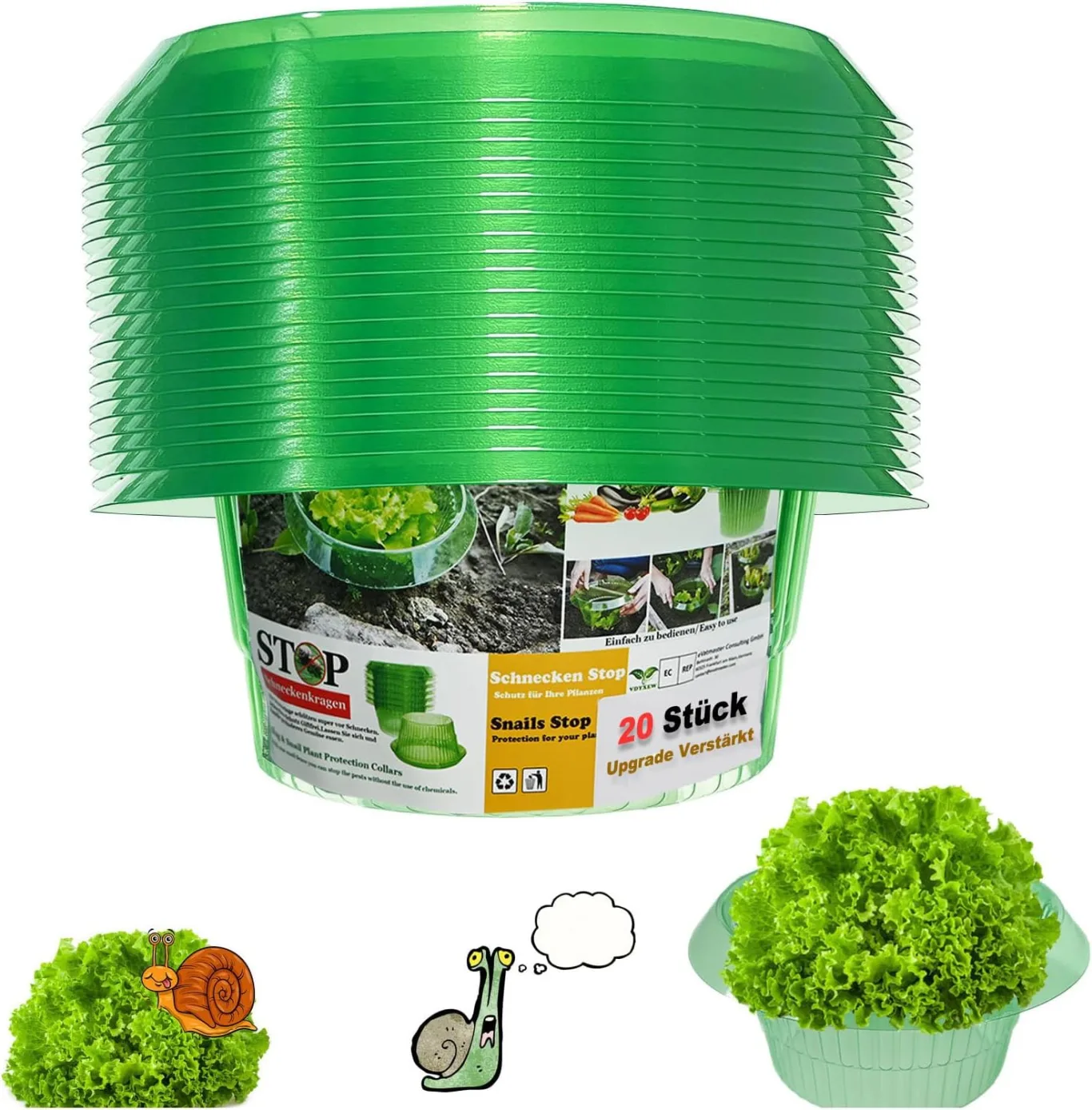 Upgrade Verstärkt Schnecken-Schutz | Schneckenkragen für Ihre Salatpflanzen und Kohl | Schneckenabwehr ohne Chemie |(68g/ stücke) - Bild 1