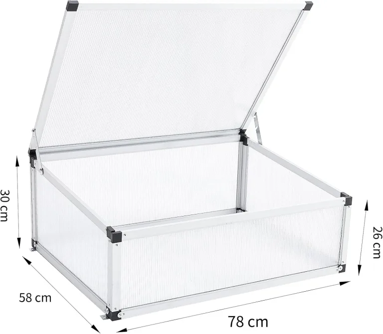 Alu Frühbeet, Mini Gewächshaus Hochbeet Treibhaus, Frühbeetkasten lichtdurchlässig, UV Schutz,Frühbeete 4.2kg/groß,78x58x30cm,S – Bild 5