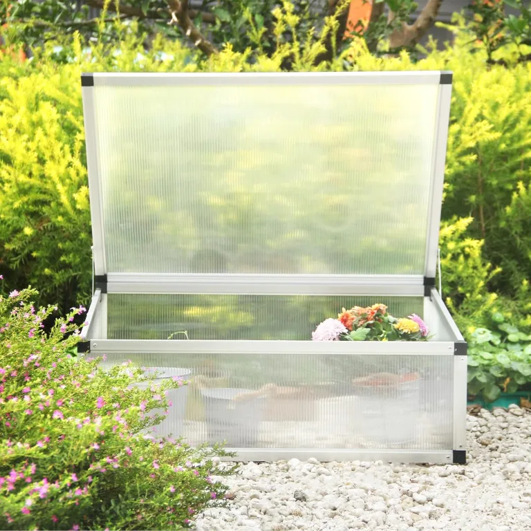 Alu Frühbeet, Mini Gewächshaus Hochbeet Treibhaus, Frühbeetkasten lichtdurchlässig, UV Schutz,Frühbeete 4.2kg/groß,78x58x30cm,S – Bild 8