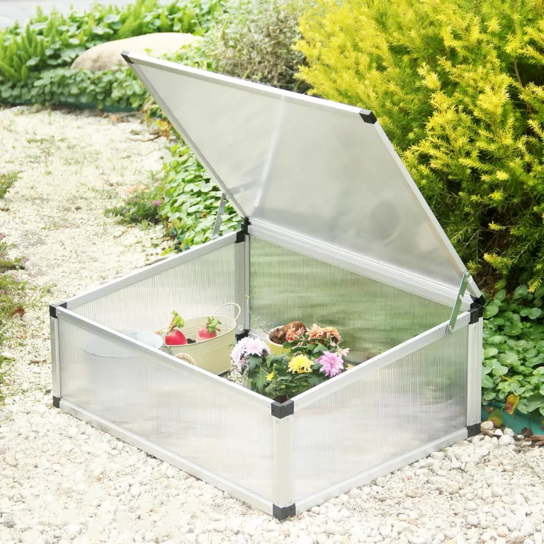 Alu Frühbeet, Mini Gewächshaus Hochbeet Treibhaus, Frühbeetkasten lichtdurchlässig, UV Schutz,Frühbeete 4.2kg/groß,78x58x30cm,S – Bild 2