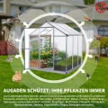 Gewächshaus Aluminium für den Garten |Mit 8 cm dickeres Fundament| 242*190*195 cm | Vielseitig nutzbar als Treibhaus Gartenhaus winterfest Aufzucht Tomatenhaus Frühbeet und Pflanzenhaus silber - Thumbnail 8