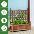 COSTWAY Blumenkasten mit Rankgitter, Pflanzkasten Holz, Hochbeet mit Spalier, Blumenkübel Rankhilfe, Gartenspalier Rankkasten für Kletterpflanze, Garten Terrasse Hinterhof, 64,5 x 28 x 75 cm, Braun - Thumbnail 2