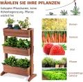 COSTWAY vertikales Hochbeet mit 3 Etagen, Blumenbeet mit 3 verstellbaren Pflanzkästen & Ablauflöchern, Blumentreppe Gartenbeet Tannenholz, Blumenkasten für Terrasse Balkon Garten, Braun (71x38x105cm) - Thumbnail 6