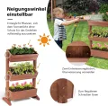 COSTWAY vertikales Hochbeet mit 3 Etagen, Blumenbeet mit 3 verstellbaren Pflanzkästen & Ablauflöchern, Blumentreppe Gartenbeet Tannenholz, Blumenkasten für Terrasse Balkon Garten, Braun (71x38x105cm) - Thumbnail 3