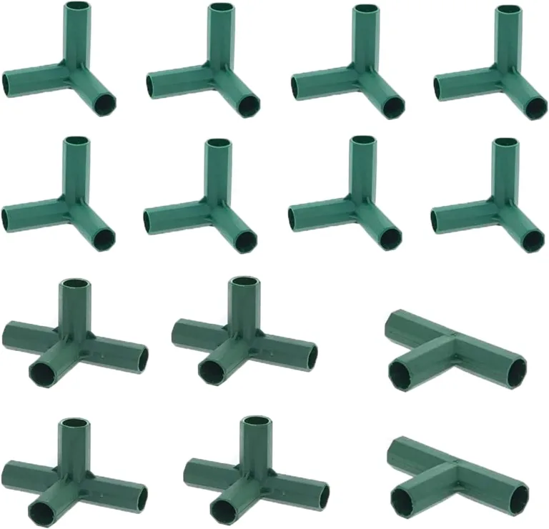 14 Stück Steckverbinder Rohrverbinder 3 Wege 4 Wege Verbindungsstücke, PVC Eckverbinder, für Gewächshäuser Rahmen Regale (Grün Set für 11mm) – Bild 1