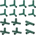 14 Stück Steckverbinder Rohrverbinder 3 Wege 4 Wege Verbindungsstücke, PVC Eckverbinder, für Gewächshäuser Rahmen Regale (Grün Set für 11mm) - Thumbnail 1