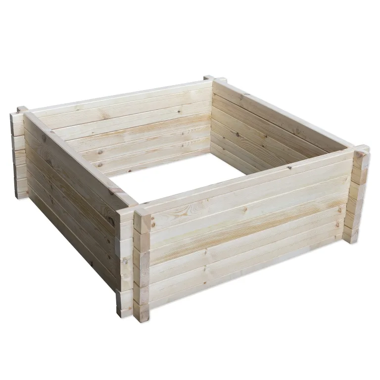 Country Hochbeet Holz Groß 110 x 110 cm aus Massivem Kiefernholz, Höhe 40 cm, Modular vergrößerbar – Bild 1