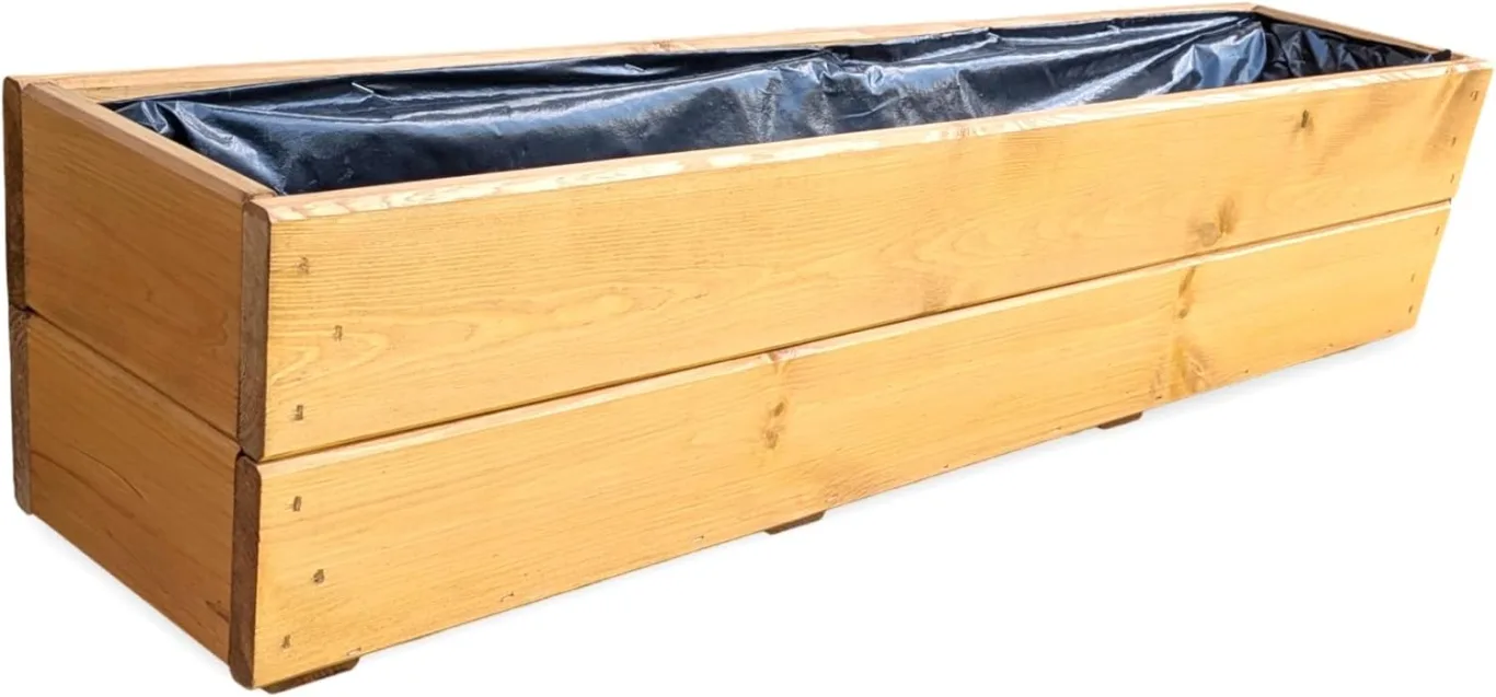 FKL Pflanzkasten aus Holz Pflanzkübel Kübel Kasten Garten Terrasse fertig montiert D27 (Eiche, 90 cm) - Bild 1