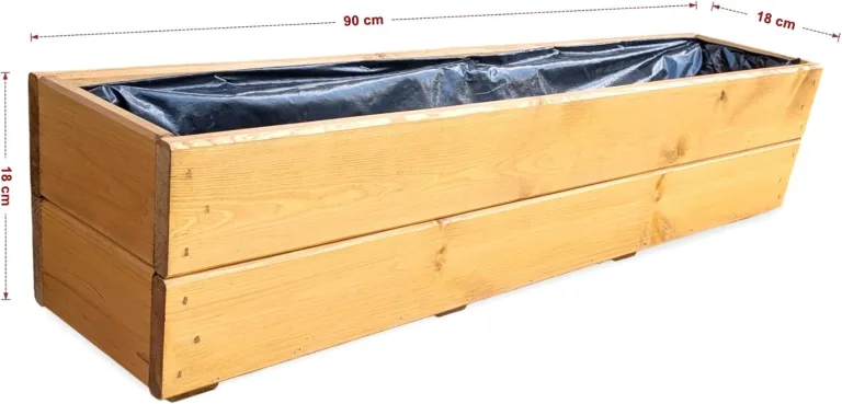 FKL Pflanzkasten aus Holz Pflanzkübel Kübel Kasten Garten Terrasse fertig montiert D27 (Eiche, 90 cm) – Bild 2
