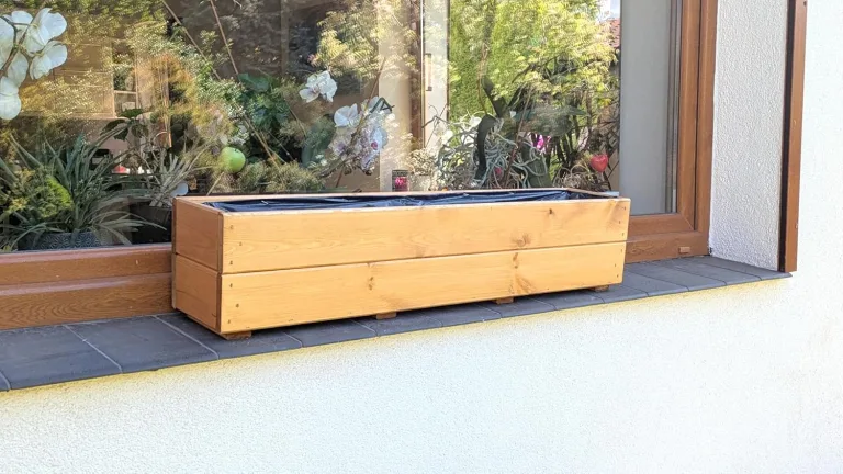 FKL Pflanzkasten aus Holz Pflanzkübel Kübel Kasten Garten Terrasse fertig montiert D27 (Eiche, 90 cm) – Bild 3