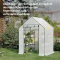 WOLTU Foliengewächshaus, Tomatengewächshaus für Garten Balkon, Indoor & Outdoor, Metallgestell, Gewächshaus mit 3 Ablagen, für Frühbeet Gemüse Blumen, 143 x 195 x 143 cm, Weiß - Thumbnail 8