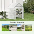 WOLTU Foliengewächshaus, Tomatengewächshaus für Garten Balkon, Indoor & Outdoor, Metallgestell, Gewächshaus mit 3 Ablagen, für Frühbeet Gemüse Blumen, 143 x 195 x 143 cm, Weiß - Thumbnail 5