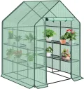 WOLTU Foliengewächshaus, Tomatengewächshaus für Garten Balkon, Indoor & Outdoor, Metallgestell, Gewächshaus mit 3 Ablagen, für Frühbeet Gemüse Blumen, 143 x 195 x 143 cm, Grün - Thumbnail 1