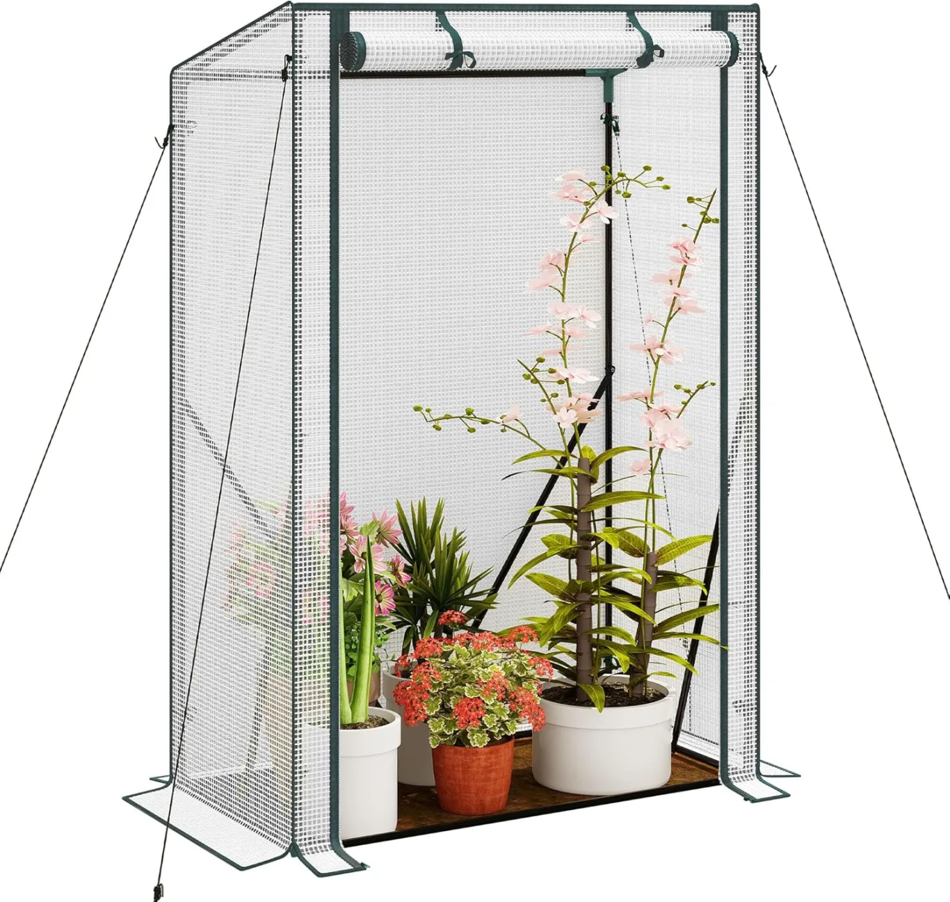 WOLTU Foliengewächshaus Tomatengewächshaus, PE-reissfeste, wasserdichte Plane mit Rolltor, für Garten, Terrasse, Hinterhof, 100x50x150/136cm, Weiß - Bild 1