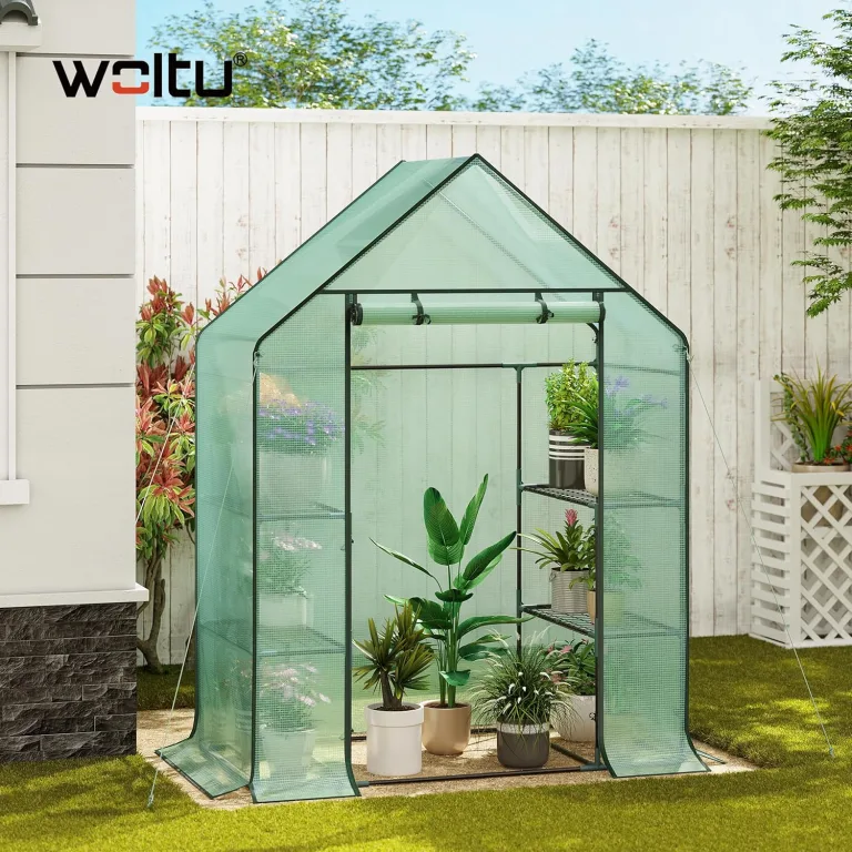 WOLTU Foliengewächshaus Tomatengewächshaus Treibhaus Gartenhaus Frühbeet Tomatenhaus Gemüse Gewächshaus Grün 143x73x195 cm – Bild 6