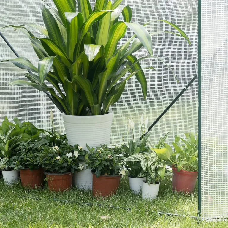 WOLTU Foliengewächshaus 130 g/m², PE halbtransparente Tomatengewächshaus, Plane wasserdicht wetterfest Mehrzwecktreibhaus Pflanzenhaus, Garten, Terrasse, Hinterhof, 200x77x146/169 cm, Weiß – Bild 6