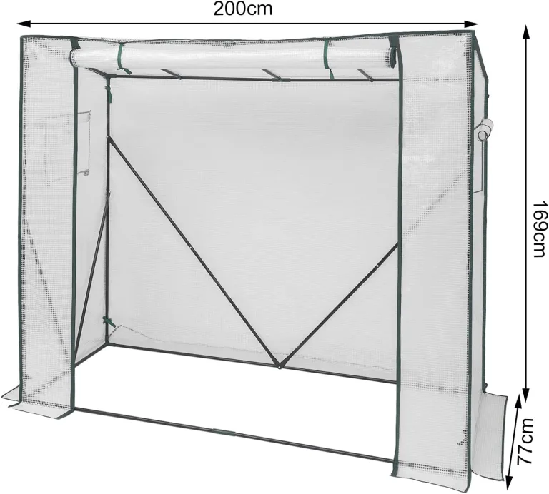 WOLTU Foliengewächshaus 130 g/m², PE halbtransparente Tomatengewächshaus, Plane wasserdicht wetterfest Mehrzwecktreibhaus Pflanzenhaus, Garten, Terrasse, Hinterhof, 200x77x146/169 cm, Weiß – Bild 7