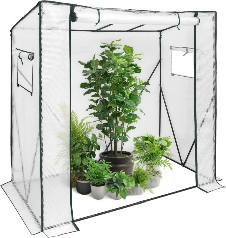 WOLTU Foliengewächshaus 130 g/m², PE halbtransparente Tomatengewächshaus, Plane wasserdicht wetterfest Mehrzwecktreibhaus Pflanzenhaus, Garten, Terrasse, Hinterhof, 200x77x146/169 cm, Weiß – Bild 2