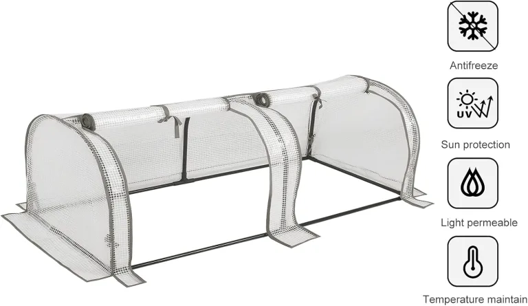 WOLTU Foliengewächshaus, Gewächshaus wasserdicht, Tomatengewächshaus wetterfest, PE Gitterfolie, Mehrzwecktreibhaus Pflanzenhaus für Garten Balkon, 130 x 60 x 50 cm, Weiß – Bild 7