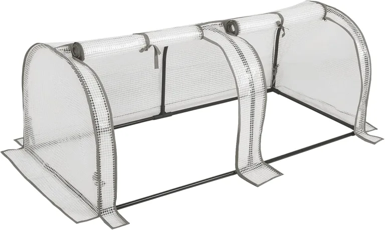 WOLTU Foliengewächshaus, Gewächshaus wasserdicht, Tomatengewächshaus wetterfest, PE Gitterfolie, Mehrzwecktreibhaus Pflanzenhaus für Garten Balkon, 130 x 60 x 50 cm, Weiß – Bild 3