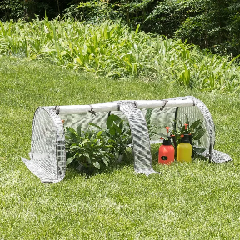 WOLTU Foliengewächshaus, Gewächshaus wasserdicht, Tomatengewächshaus wetterfest, PE Gitterfolie, Mehrzwecktreibhaus Pflanzenhaus für Garten Balkon, 130 x 60 x 50 cm, Weiß – Bild 4