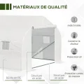Outsunny Gewächshaus Gartentunnel Abm. 6 x 3 x 2 m Tür + 8 aufrollbare Fenster Stahl Plane PE hochdicht Weiß - Thumbnail 3