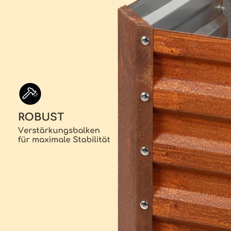 blumfeldt Rust Grow Hochbeet Gartenbeet, verzinktes Stahlblech, Materialstärke: 0,6 mm, einfache Montage, Rost-Finish, 120 x 60 x 60 cm (BxHxT), Rost – Bild 5