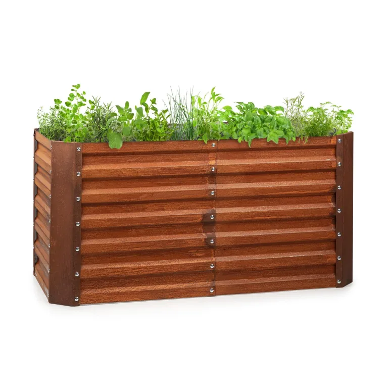 blumfeldt Rust Grow Hochbeet Gartenbeet, verzinktes Stahlblech, Materialstärke: 0,6 mm, einfache Montage, Rost-Finish, 120 x 60 x 60 cm (BxHxT), Rost – Bild 1