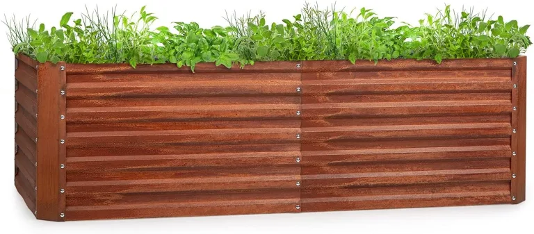 blumfeldt Rust Grow Hochbeet Gartenbeet, verzinktes Stahlblech, Materialstärke: 0,6 mm, einfache Montage, Rost-Finish, 200 x 60 x 100 cm (BxHxT) Rost – Bild 1