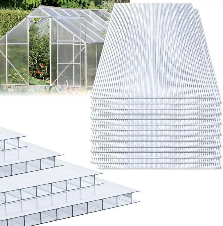 14x Polycarbonat Hohlkammerstegplatten (60.5 x 121cm) 4mm | 10,25 m² Doppelstegplatte für Gewächshaus, Garten Treibhaus Ersatzplatten – Bild 1