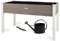 Großes Hochbeet aus Holz für Garten Balkon Terrasse, Pflanzkasten Bausatz XL rechteckig schmal mit Vlies-Folie, Kräuterbeet Pflanzenkasten, 124 x 63 x 75 cm, weiß grau anthrazit - Thumbnail 9