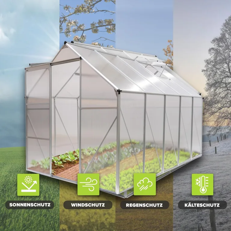 GRINDI - Gewächshaus klein 5,9 m² Viola IIII - Gartenhaus - Carport Aluminium - Dachfenster - Polycarbonat Hohlkammerplatten - Growzelt - Tomatengewächshaus - Anlehngewächshaus Winterfest – Bild 7