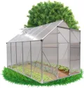 GRINDI - Gewächshaus klein 5,9 m² Viola IIII - Gartenhaus - Carport Aluminium - Dachfenster - Polycarbonat Hohlkammerplatten - Growzelt - Tomatengewächshaus - Anlehngewächshaus Winterfest - Thumbnail 1