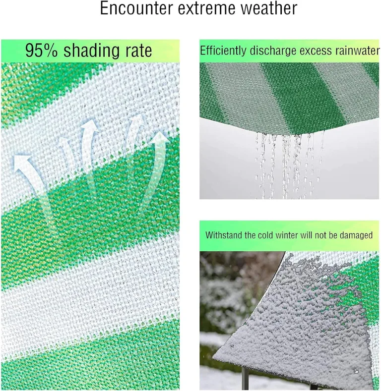 Sunblock Shade Cloth GrüNes Weiß Gestreiftes Schattiernetz, Hagelnetz Outdoor Verdickung Garten Schatten 75% Uv Blockieren,Benutzt FüR Courtyard Balcony WäRmeisolierung (2mx9m/6.6ftx29.5ft) – Bild 6