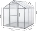 Gewächshaus Aluminium für den Garten |Mit 8 cm dickeres Fundament| 182*190*195 cm | Vielseitig nutzbar als Treibhaus Gartenhaus winterfest Aufzucht Tomatenhaus Frühbeet und Pflanzenhaus silber - Thumbnail 2