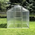 Gewächshaus Aluminium für den Garten |Mit 8 cm dickeres Fundament| 182*190*195 cm | Vielseitig nutzbar als Treibhaus Gartenhaus winterfest Aufzucht Tomatenhaus Frühbeet und Pflanzenhaus silber - Thumbnail 4