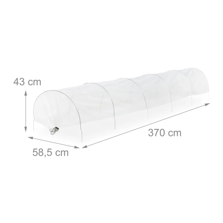 Relaxdays Pflanztunnel mit Bögen, 3,7 m lang, Schutz vor Schädlingen und Vögeln, Faltbarer Gartentunnel, transparent, 43 x 58.5 x 370 cm – Bild 4