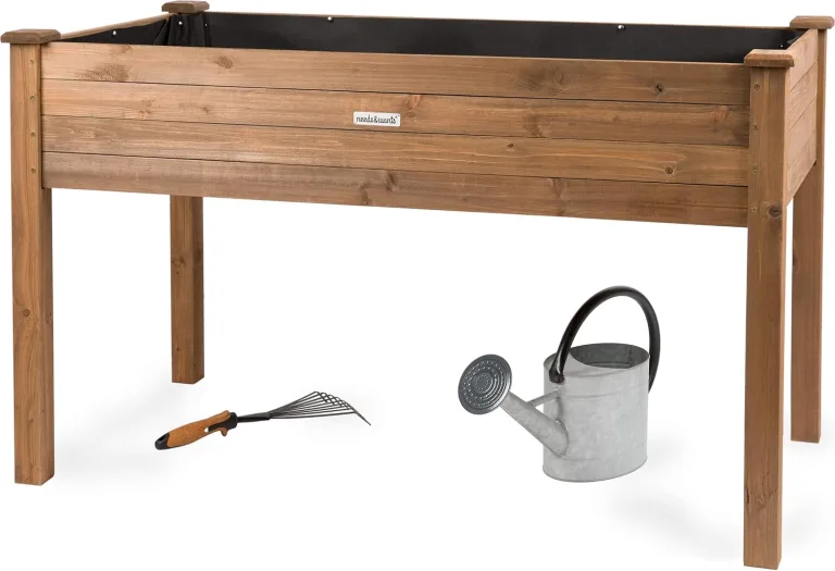 needs&wants® Großes Hochbeet aus Holz für Garten Balkon Terrasse, Pflanzkasten Bausatz XL rechteckig schmal mit Vlies-Folie, Kräuterbeet Pflanzenkasten deko, 121 x 63 x 75 cm, dunkel-braun – Bild 1