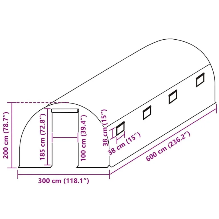 vidaXL Ersatzabdeckung für Gewächshaus (18 m²) 3x6x2 m Transparent – Bild 2