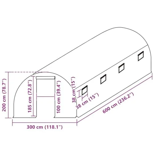 vidaXL Ersatzabdeckung für Gewächshaus (18 m²) 3x6x2 m Transparent – Bild 7