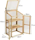 GIANTEX Frühbeet Mini-Gewächshaus, Frühbettkasten Treibhaus Holzrahmen, Bettkasten mit geneigtem Dach, Gewächshaus Pflanzenbeet für Garten Balkon (60x45x100 cm) - Thumbnail 5