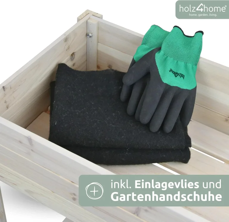 holz4home® Hochbeet inkl. Vlies-, Einlegevlies Naturholz Tanne Grauweiß | 80x37x78 cm I Hochwertiges Tannenholz I Ideal für den kleinen Garten, Terrasse oder Balkon – Bild 6