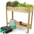 holz4home® Hochbeet inkl. Vlies-, Einlegevlies Naturholz Tanne Grauweiß | 80x37x78 cm I Hochwertiges Tannenholz I Ideal für den kleinen Garten, Terrasse oder Balkon - Thumbnail 8