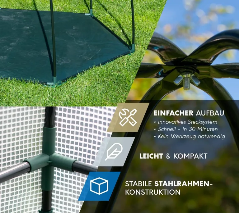 Westmann Gewächshaus Winterzelt | 160x183 cm Weiß | Foliengewächshaus für den Garten | Anzuchthaus zum ganzjährigen Schutz von Gemüse & Pflanzen – Bild 6