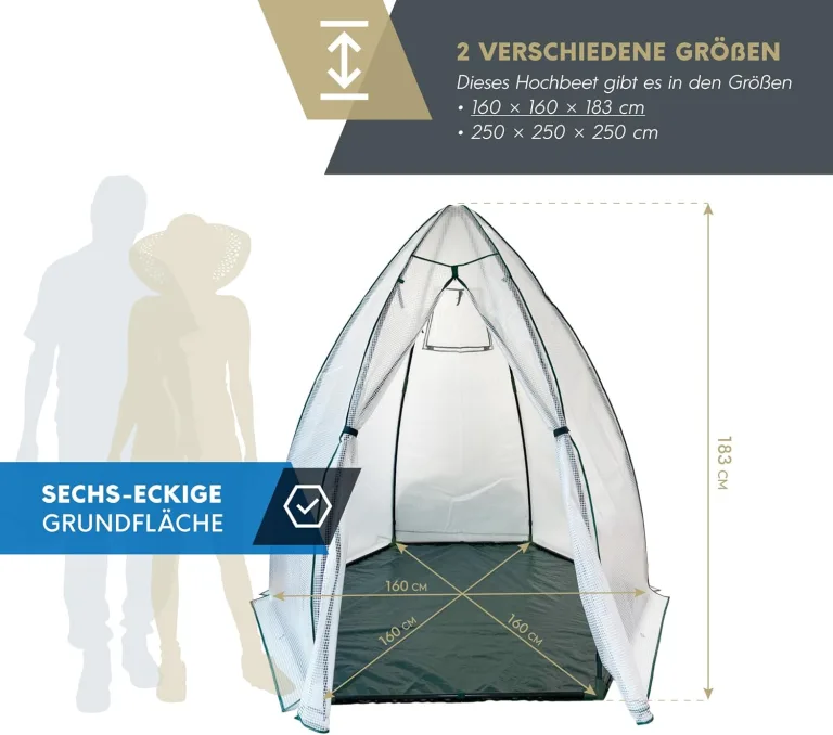 Westmann Gewächshaus Winterzelt | 160x183 cm Weiß | Foliengewächshaus für den Garten | Anzuchthaus zum ganzjährigen Schutz von Gemüse & Pflanzen – Bild 7