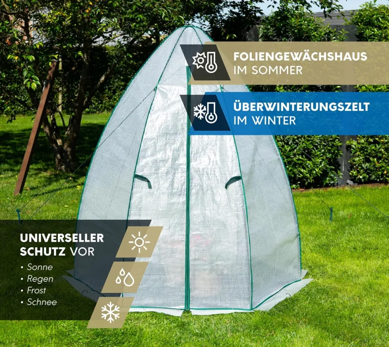 Westmann Gewächshaus Winterzelt | 160x183 cm Weiß | Foliengewächshaus für den Garten | Anzuchthaus zum ganzjährigen Schutz von Gemüse & Pflanzen – Bild 3