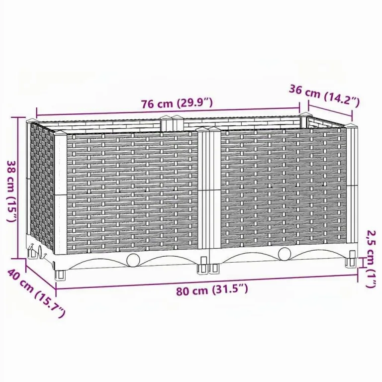 vidaXL Hochbeet 80 x 40 x 38 cm Polypropylen – Bild 3